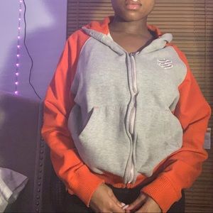 Grey and whit hoodie